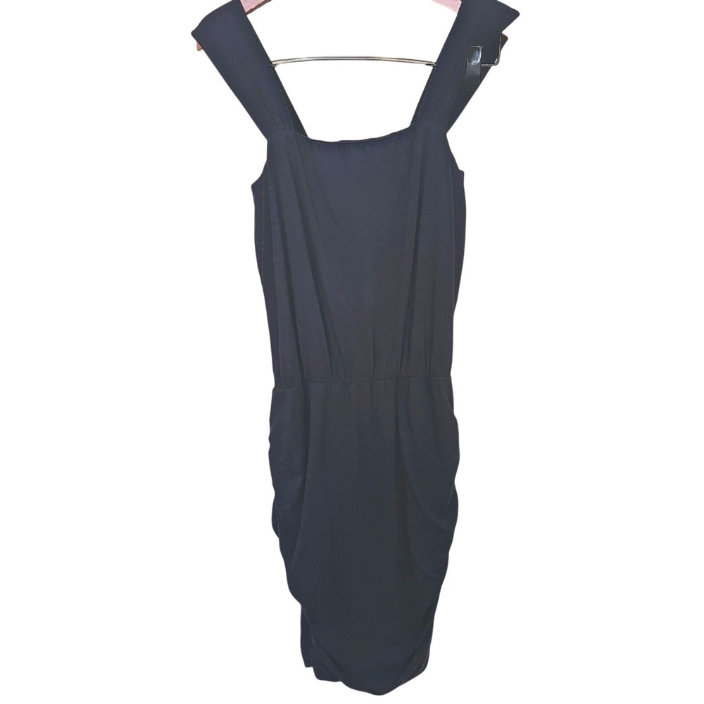 Sundry‎ For Evereve Bodycon Black Knit Dress Ruching Wide Straps US Size 6/8